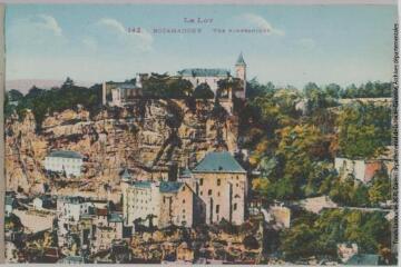 1 vue Le Lot. 142. Rocamadour : vue panoramique. - Toulouse : phototypie Labouche frères, marque LF au verso, [entre 1918 et 1937]. - Carte postale