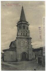 1 vue La Haute-Garonne. 205. Rieumes : le clocher. - Toulouse : phototypie Labouche frères, marque LF au verso, [1917], tampon d'édition du 22 avril 1918. - Carte postale