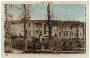 2 vues La Haute-Garonne. 1101. Auriac : les écoles. - Toulouse : éditions Pyrénées-Océan, Labouche frères, marque LF, [entre 1937 et 1950]. - Carte postale