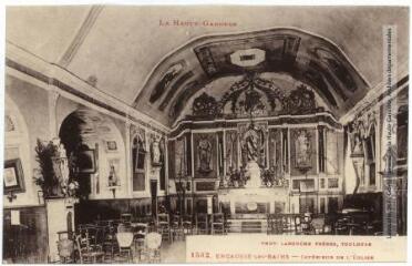 2 vues La Haute-Garonne. 1532. Encausse-les-Bains : intérieur de l'église. - Toulouse : phototypie Labouche frères, marque LF au verso, [1930]. - Carte postale