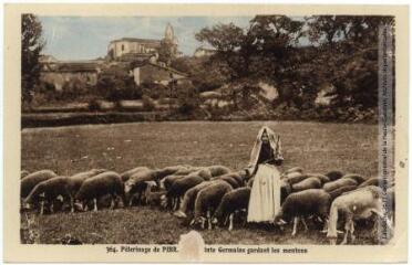 2 vues 364. Pèlerinage de Pibrac : sainte Germaine gardant les moutons / [photographie Henri Jansou (1874-1966)]. - Toulouse : éditions Pyrénées-Océan, Labouche frères, [entre 1937 et 1950]. - Carte postale