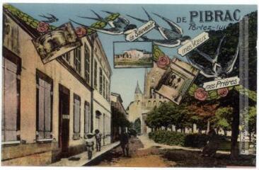 2 vues De Pibrac : portez-lui ce souvenir, mes voeux, mes prières. - Toulouse : phototypie Labouche frères, marque LF au verso, [1918]. - Carte postale