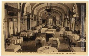 2 vues Grand Hôtel de Superbagnères (altitude 1800 m) : le restaurant. - Toulouse : phototypie Labouche frères, [entre 1930 et 1937]. - Carte postale