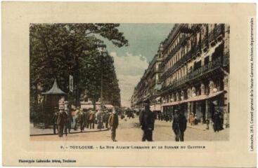 2 vues 9. Toulouse : la rue Alsace-Lorraine et le square du Capitole. - Toulouse : phototypie Labouche frères, marque LF au verso, [1911]. - Carte postale