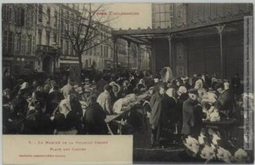 1 vue Types toulousains. 7. Le marché de la volaille grasse, place des Carmes. - Toulouse : phototypie Labouche frères, marque LF au verso, [1905]. - Carte postale