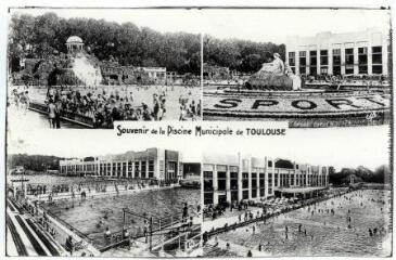 2 vues 404. Toulouse, la ville rose : piscine municipale : terrasse et grand bassin. - Toulouse : éditions Pyrénées-Océan, Labouche frères, marque Elfe, [entre 1950 et 1960]. - 3 cartes postales