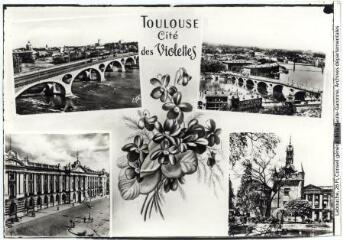 2 vues 333. Toulouse, la ville rose : le pont des Catalans, le Pont-Neuf (XVIe s.), façade et donjon du Capitole (1750). - Toulouse : éditions Pyrénées-Océan, Labouche frères, [entre 1950 et 1960]. - Carte postale