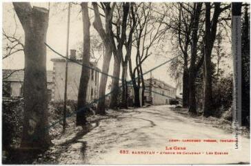 1 vue Le Gers. 622. Barbotan[-les-Thermes] : avenue de Cazaubon : les écoles. - Toulouse : phototypie Labouche frères, [entre 1918 et 1937]. - Carte postale