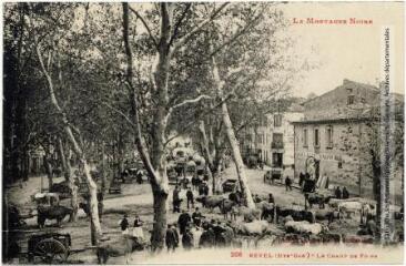 1 vue La Montagne Noire. 206. Revel (Haute-Garonne) : le champ de foire. - Toulouse : phototypie Labouche frères, marque LF au verso, [entre 1918 et 1937]. - Carte postale
