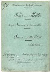 2 vues Ville de Melles, projet d'adduction d'eau potable, épure de stabilité. A. Soucaret, ingénieur. 5 août 1907. Ech. 0,05 p.m.
