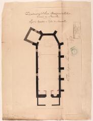 1 vue Commune de Mérenvielle, projet de réparations à l'église, plan. [Saint-André, architecte. 15 avril 1852]. [Ech. 0,01 p.m.].