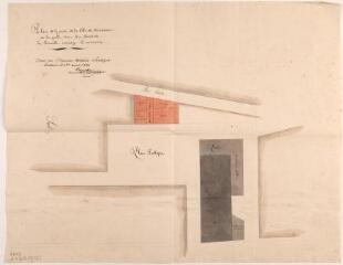 1 vue Plan de la partie de la ville de Miremont sur laquelle doit être construite la nouvelle maison commune. Cambon, ingénieur, architecte. 10 avril 1834. Ech. n.d.