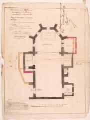 1 vue Commune de Mondonville, projet de restauration et consolidation de l'église, plan. Chambon et Mortreuil. 15 juillet 1847. Ech. 1/100.