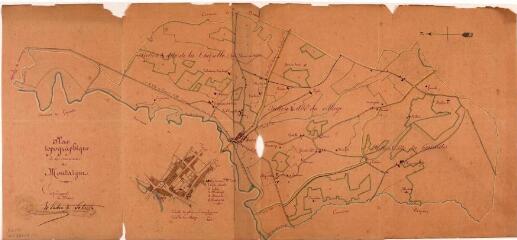 1 vue Plan topographique de la commune de Montaigut et plan du village. [1893]. Ech. 1/10000 et 1/2500.