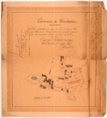 1 vue Commune de Montastruc, plan indiquant les parcelles dont l'acquisition est projetée pour la construction d'une maison d'école. Terrade, architecte. 3 juin 1887. Ech. 1/1250.