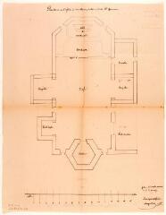 1 vue Plan terrier de l'église de Montberon. Mazères, architecte. 22 juillet 1857. Ech. 1/130.