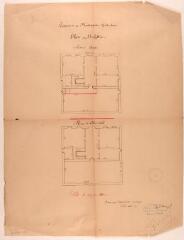 1 vue Commune de Montesquieu-Guittaut, plan du presbytère, plans du rez-de-chaussée et du 1er étage. B. Carrère, architecte. [1894-1895]. Ech. 0,01 p.m.