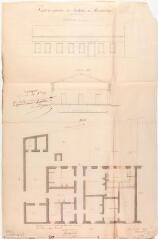 1 vue Projet de réparation du presbytère de Montgaillard, élévation, coupe, plan. Piettte, architecte. 1er mars 1855. Ech. 0,01 p.m.