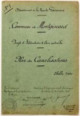 2 vues Commune de Montgiscard, projet d'adduction d'eau potable, plan des canalisations. A. Soucaret, ingénieur civil. 15 octobre 1913. Ech. 1/1250.
