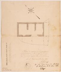 2 vues Plan des masures et sol appartenant à la commune de Malvezie dont la vente est demandée par le conseil municipal. Jean-Paul Abadie, géomètre. 4 mai 1842. Ech. 1/100.
