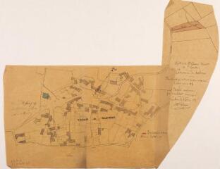 1 vue Commune de Malvezie, plan du village extrait du plan cadastral. Auguste Brevié, architecte. 5 février 1885. Ech. 1/2500.