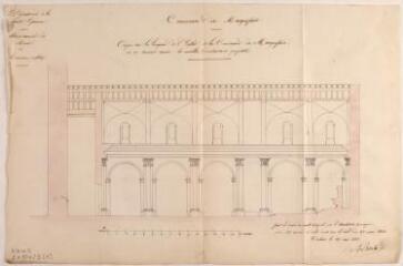 1 vue Commune de Marquefave, coupe sur la longueur de l'église. Rivet, architecte. 23 mai 1844. Ech. 1/100.