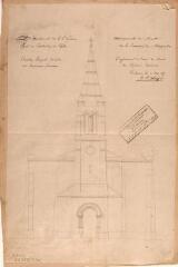 1 vue Projet de construction de l'église de Marquefave, élévation principale modifiée. Saint-André, architecte. 10 mars 1857. [Ech. 1/100].