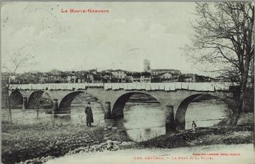 1 vue La Haute-Garonne. 493. Cazères : le pont et la ville. - Toulouse : phototypie Labouche frères, marque LF au verso, [entre 1905 et 1912]. - Carte postale