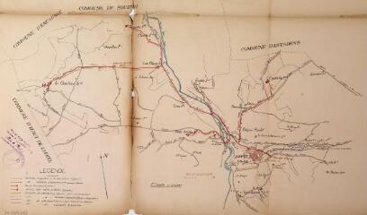 1 vue Ville d'Aspet, projet d'extension du réseau d'alimentation d'eau potable, plan général. 1926. Ech. 1/10000.