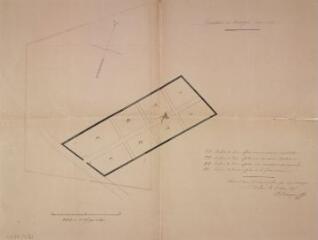 1 vue Cimetière de Mengué [localisation des concessions]. Blanque, géomètre. 1er mai 1875. Ech. 0,005 m.