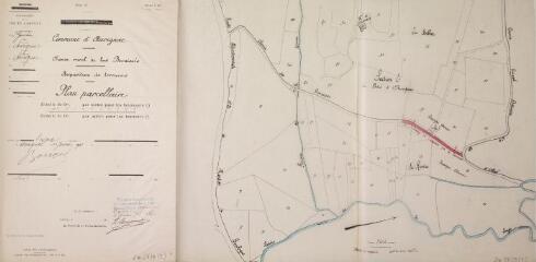 1 vue Commune d'Aurignac, chemin rural de las Bernissès, acquisition de terrains, plan parcellaire. Bouché, expert. 10 janvier 1901. Ech. 1 cm = 25 m.