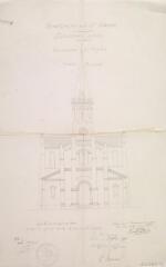 1 vue Commune d'Aurin, reconstruction de l'église, façade principale. Fitte, architecte. 17 mai 1878. Ech. 0,01 p.m.