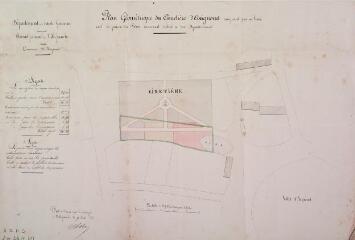 1 vue Plan géométrique du cimetière d'Avignonet. 9 août 1858. Ech. 2 mm pour 1 m.