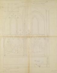 1 vue Projet de décoration du sanctuaire de l'église d'Aiguevives. Béringuier, artiste peintre et décorateur. 30 décembre 1895.  Ech. 0,05 p.m.