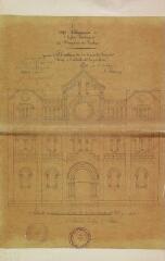 1 vue Achèvement de l'église paroissiale de Bagnères-de-Luchon, partie de l'élévation de la nouvelle façade. Loupot, architecte. 1890.  Ech. 0,01 p.m.