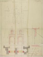 1 vue Département de la Haute-Garonne, commune de Baziège, projet d'établissement de deux portes d'entrée à l'église. Thillet, architecte. 24 mars 1893.  Ech. 0,02 pour 1 m.