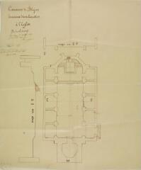 1 vue Commune de Blajan, travaux d'amélioration de l'église, plan du sol et coupe. Samaran, architecte. 27 septembre 1893.  Echelle non déterminée.